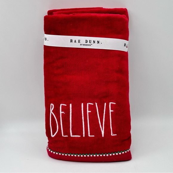 Rae Dunn Set of 2 Holiday Christmas Hand Towels, (16" x 30") (BELIEVE) - Picture 4 of 5